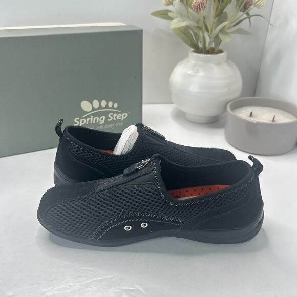 Spring Step Racer Suede/Mesh Sneaker Black 175062106 Women 5.5/EU36 NWB Casual - Picture 7 of 9